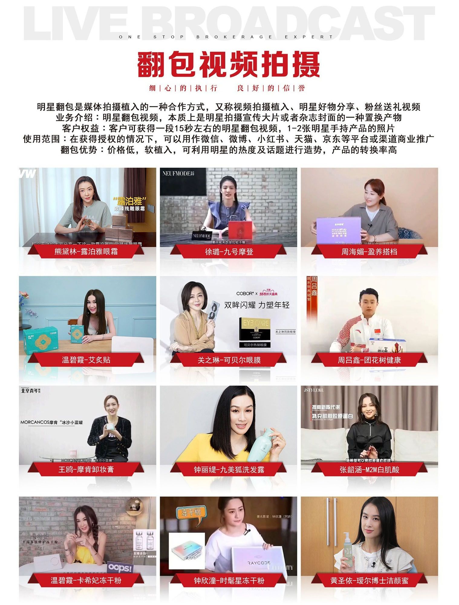  明星商业演出策划、明星出席活动、明星拼盘演唱会、明星代言、明星肖像授